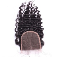 Stock 10"-20" Medium brown Lace 100% virgin human hair natural color free parting 4x4 5x5 6x6 7x7 Brazilian Deep Wave closure